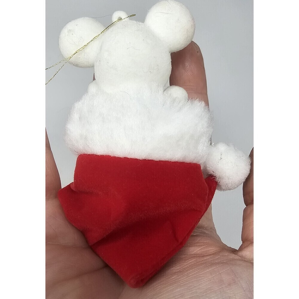 Lot of 2 Vintage Flocked Felt Mouse & Santa Christmas Tree Ornaments 4.5" - Picture 6 of 8